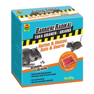 Compo-Barrière-Radikal-Toxa-grains-appât-pour-éliminer-souris-et-rats-solution-radicale-6x25g