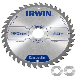 IRWIN-Lame-de-scie-circulaire-T.C.T-190MM/40T-alésage-30MM