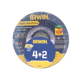 IRWIN-4-slijpschijven-(+ 2 gratis)-125mm- doorslijpschijf-steen